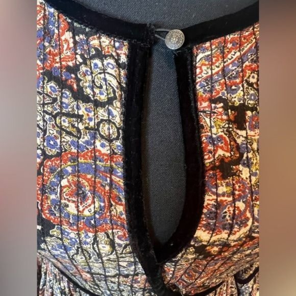 American Eagle Boho Chic Paisley Print Long Bell Sleeve  Dress Black: Size Large - Picture 4 of 6